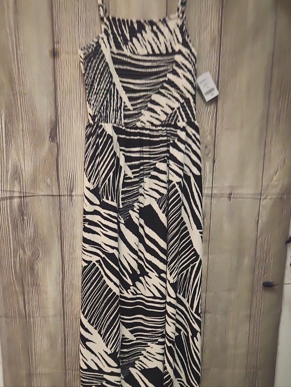 Active USA Black and White Zebra-Print Maxi Dress